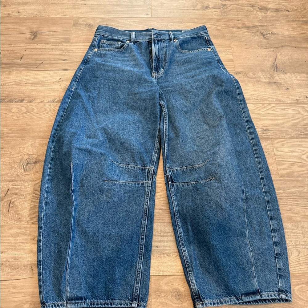GAP Womens Barrel Fit Dark Blue Jeans